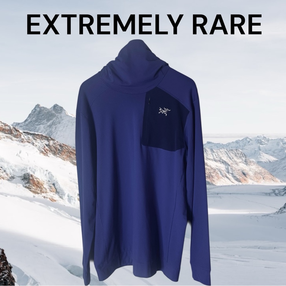 ARCTERYX STRYKA BALACLAVA PULLOVER XL SQUID INK BLUE ZIP CHEST POCKET HOODY NWOT - Picture 3 of 14
